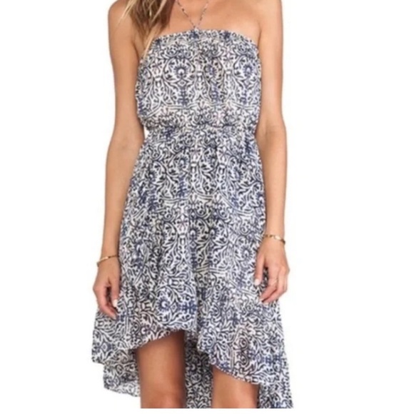 FREE PEOPLE Safari Sunset Halter Ruffle Print asymmetrical  light Summer Dress S - Picture 3 of 13